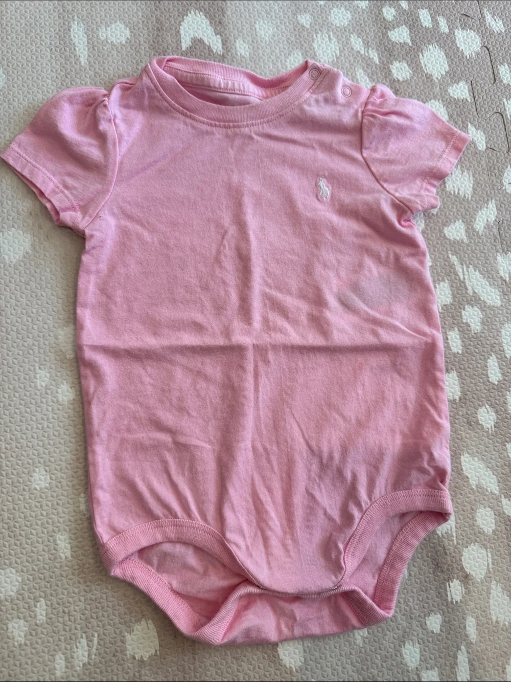 Ralph Lauren Baby Girl Pink Short Sleeve Bodysuit 12M Pony Logo